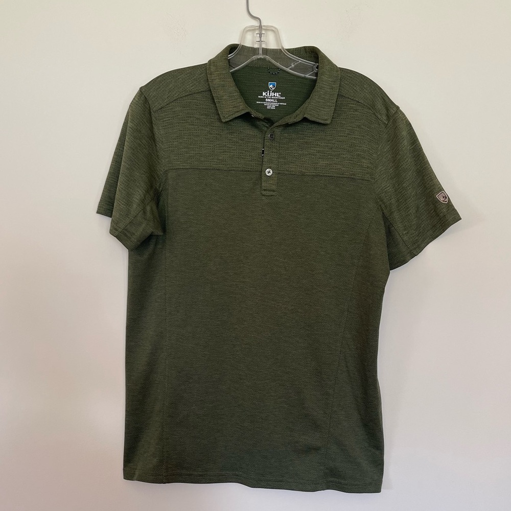 Kuhl Olive Green Men's Short-Sleeve Performance Polo Small breathable outdoors